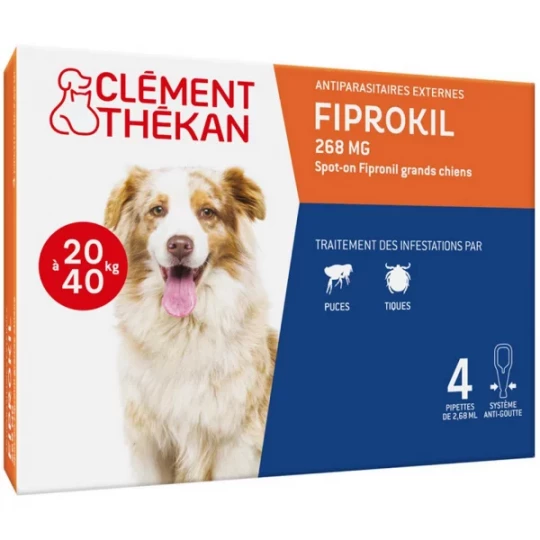 Clément Thékan Fiprokil Chien 20-40 kg 2,68 ml Pipettes x 4