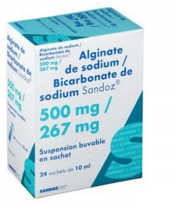 Alginate de Sodium/Bicarbonate de Sodium Sandoz 500 mg/267 mg Sachets x 24