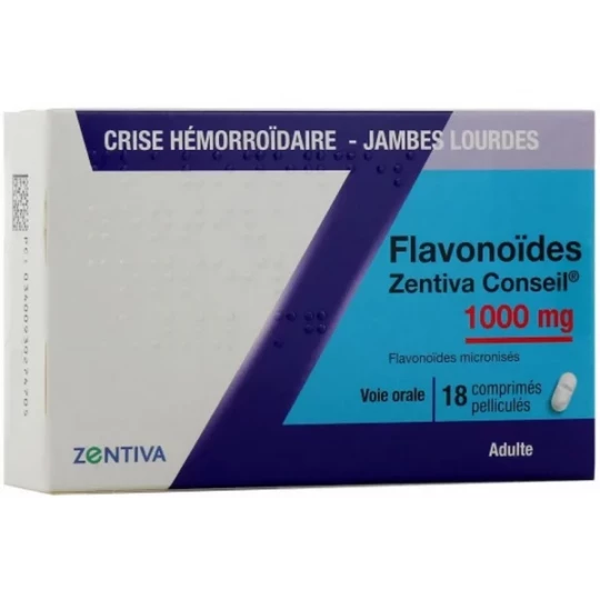 Flavonoïdes Zentiva Conseil 1000 mg Comprimés x 18