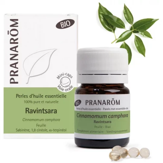 Pranarôm Huile Essentielle de Ravintsara Bio Perles x 60