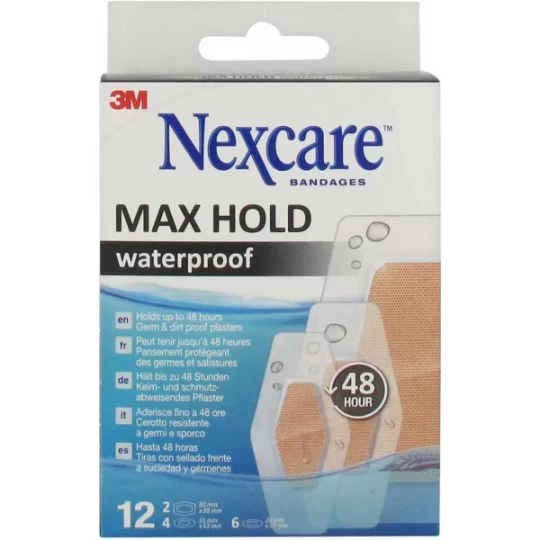 3M Nexcare Max Hold Waterproof Pansements x 12