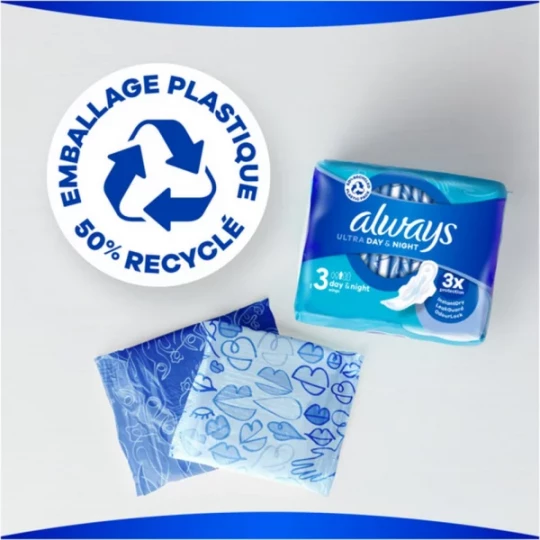 Always Ultra Day et Night Taille 3 Serviettes Hygiéniques x 10 - image 2