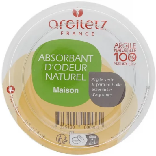 Argiletz Absorbant d'Odeur Naturel Maison Argile Verte Agrumes 115 g