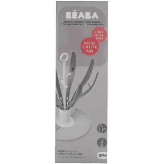 Béaba Égoutte-Biberon Pliable Flower Couleur Gris