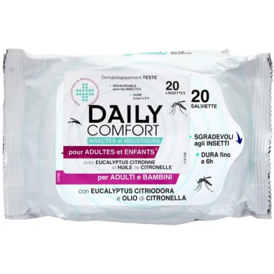 BioGenya Daily Comfort 20 Lingettes Anti-Insectes et Moustiques