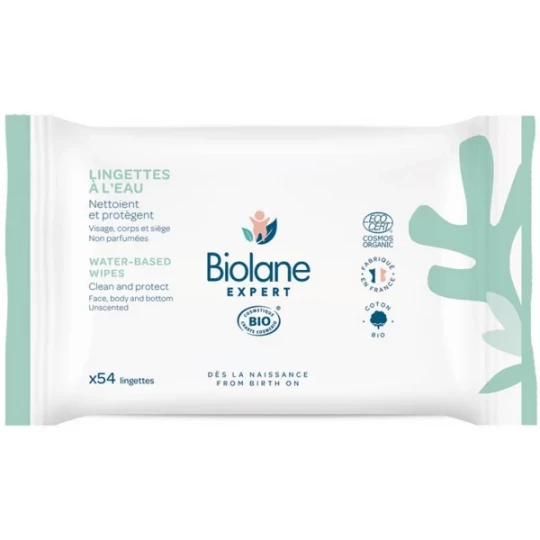 Biolane Expert Lingettes à l'Eau Lingettes x 54
