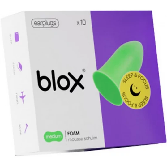 Blox Sleep et Focus Bouchons d'Oreille en Mousse Medium 10 Unités