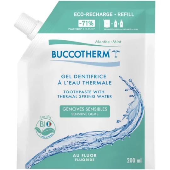 Buccotherm Gel Dentifrice à l'Eau Thermale Gencives Sensibles Bio Éco-Recharge 200 ml