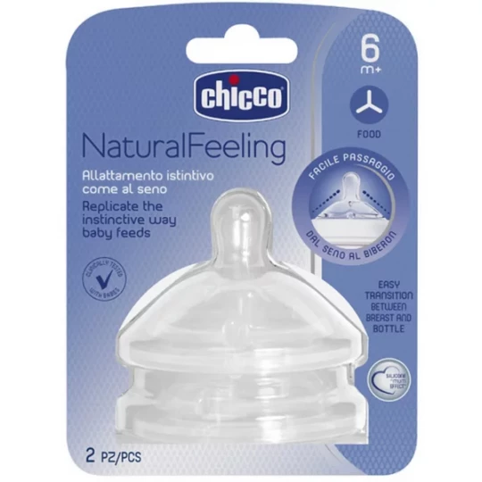 Chicco Natural Feeling Tétines Débit Repas 6 Mois et + x 2