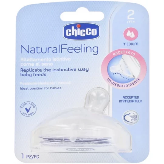 Chicco Natural Feeling Tétine Débit Moyen 2 Mois et +