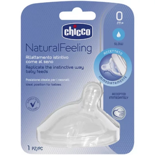 Chicco Natural Feeling Tétine Inclinée Débit Lent 0 Mois et +