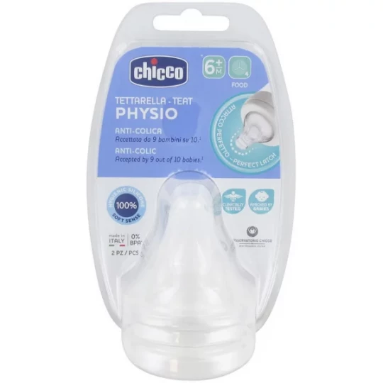 Chicco Physio Tétines Débit Repas 6 Mois et + x 2