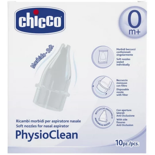 Chicco Physio Clean Recharges Souples pour Aspirateur Nasal 0 Mois et + Recharges x 10