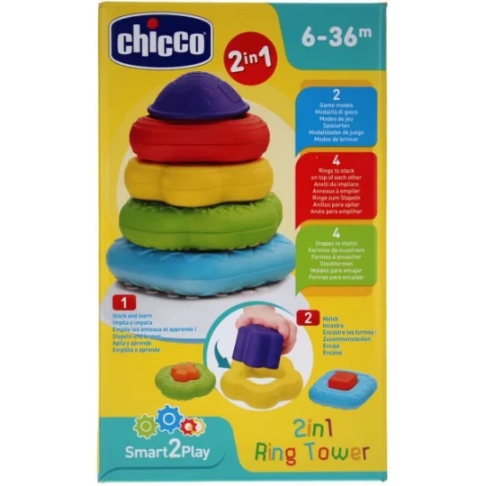 Chicco Smart2Play Anneaux à Empiler 2 en 1 6-36 Mois