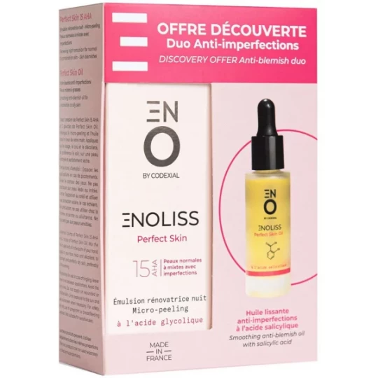 Codexial Enoliss Perfect Skin 15 AHA Émulsion Rénovatrice Nuit Micro-Peeling 30 ml + Perfect Skin Oil 20 ml