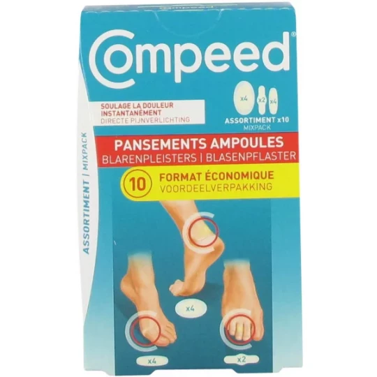 Compeed Pansements Ampoules Moyen Format 3 Tailles Pansements x 10