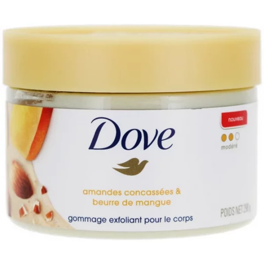 Dove Gommage Exfoliant Corps Modéré Amandes Concassées et Beurre de Mangue 298 g