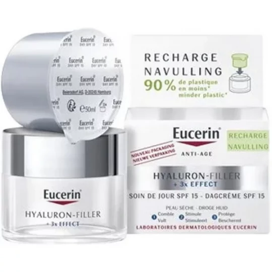 Eucerin Hyaluron-Filler + 3x Effect Soin de Jour SPF15 Peau Sèche Recharge 50 ml