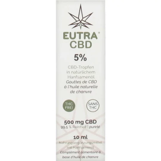 Eutra CBD 5% Gouttes à l'Huile Naturelle de Chanvre 10 ml