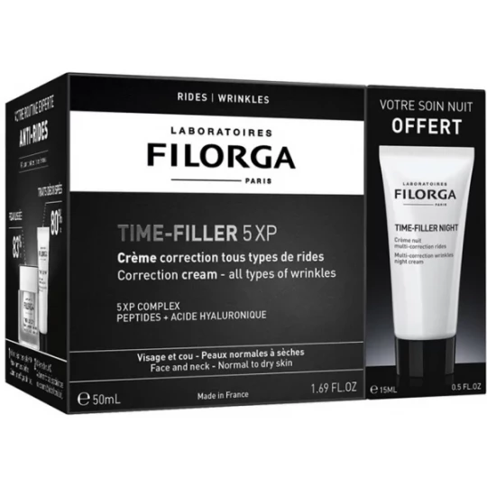 Filorga TIME-FILLER 5XP Crème Correction Tous Types de Rides 50 ml + Night 15 ml Offert
