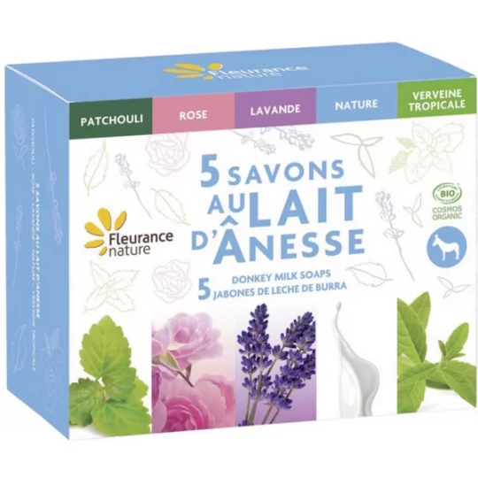 Fleurance Nature 5 Savons au Lait d'Ânesse Bio de 100 g