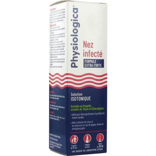 Gifrer Physiologica Solution Isotonique Nez Infecté Formule Extra Forte Spray 20 ml
