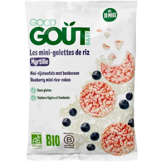 Good Goût Mini-Galettes de Riz à la Myrtille Dès 10 Mois Bio 40 g