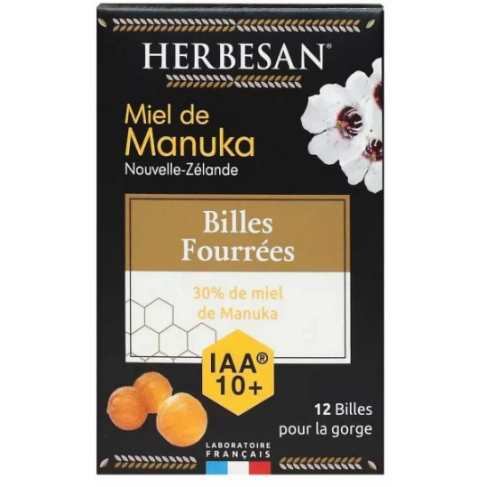Herbesan Miel de Manuka Billes Fourrées IAA 10+ Billes x 12