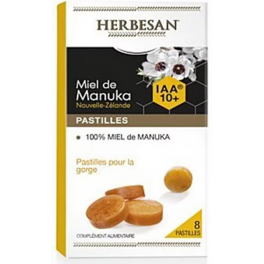 Herbesan Miel de Manuka Pastilles Gorges 100% Miel IAA 10+ Pastilles x 8