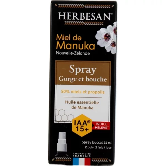 Herbesan Miel de Manuka Spray Gorge et Bouche IAA 10+ 25 ml