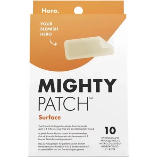 Hero Mighty Patch Surface Patchs Anti-Acné Zones Étendues Patchs Hydrocolloïdes x 10