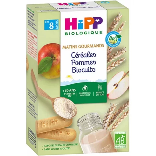 HiPP Matins Gourmands Céréales Pommes Biscuits dès 8 Mois Bio 250 g