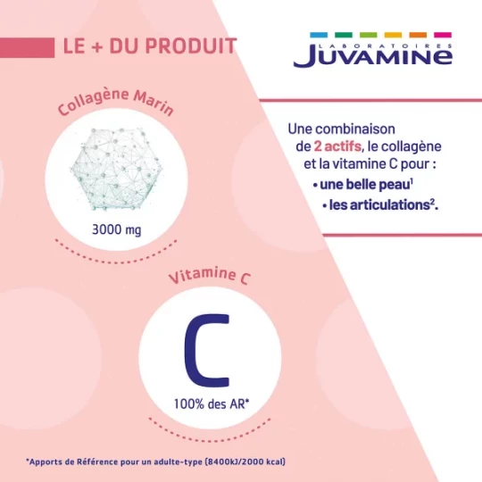 Juvamine Collagène Marin Type I 3000 mg + Vitamine C Sticks x 20 - image 4