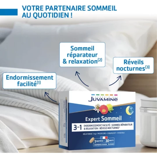 Juvamine Sommeil 3 en 1 Mélatonine + Plantes Comprimés à Sucer x 30 - image 3