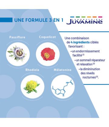 Juvamine Sommeil 3 en 1 Mélatonine + Plantes Comprimés à Sucer x 30