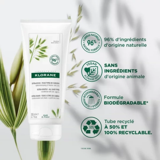 Klorane Extra-Doux Tous Types de Cheveux Après-Shampoing à l'Avoine 50 ml - image 4