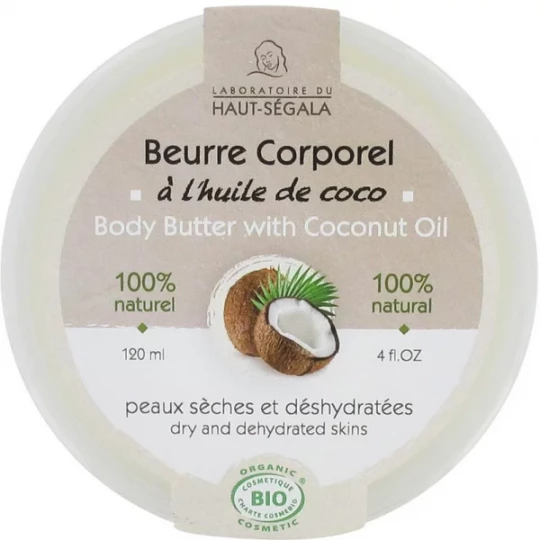 Laboratoire du Haut-Ségala Beurre Corporel à l'Huile de Coco Bio 120 ml