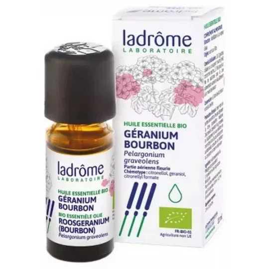 Ladrôme Huile Essentielle Géranium Bourbon (Pelargonium graveolens) Bio 10 ml