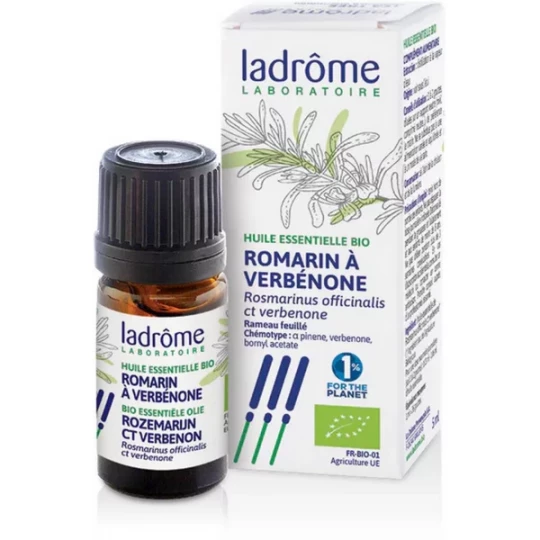 Ladrôme Huile Essentielle Romarin à Verbénone (Rosmarinus officinalis ct verbenone) Bio 5 ml