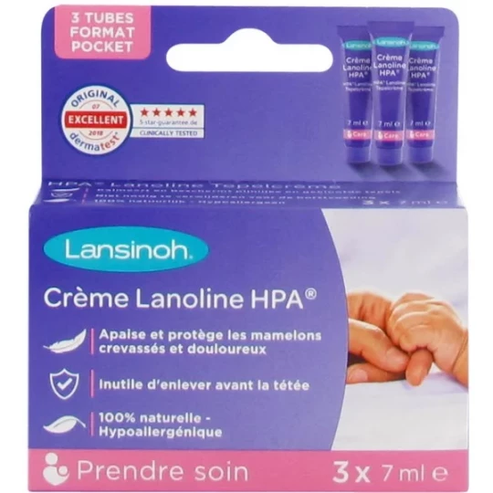 Lansinoh Crème Lanoline HPA Pour Mamelons 3 x 7 ml