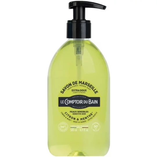 Le Comptoir du Bain Savon de Marseille Citron et Menthe 500 ml