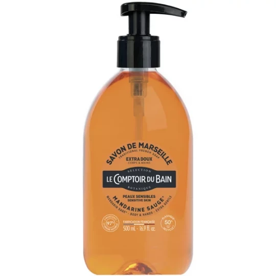 Le Comptoir du Bain Savon de Marseille Mandarine-Sauge 500 ml