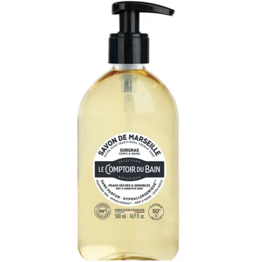 Le Comptoir du Bain Savon Surgras de Marseille Hypoallergénique 500 ml