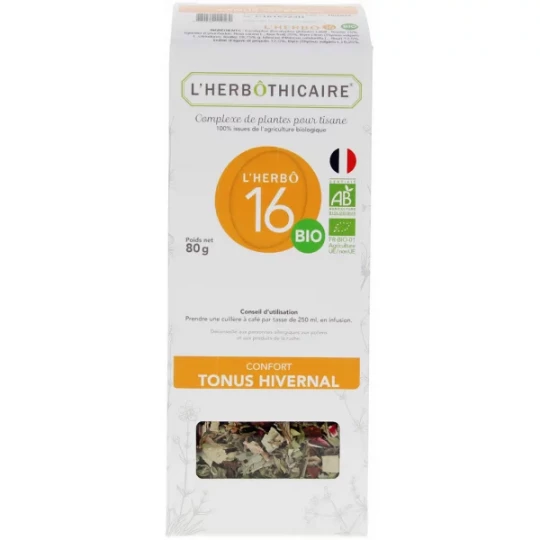L'Herbôthicaire l'Herbô 16 Confort Tonus Hivernal Complexe de Plantes pour Tisane Bio 80 g