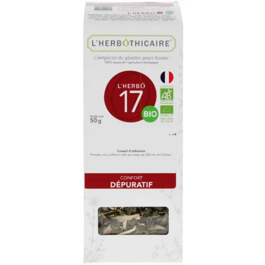 L'Herbôthicaire l'Herbô 17 Confort Dépuratif Complexe de Plantes pour Tisane Bio 50 g