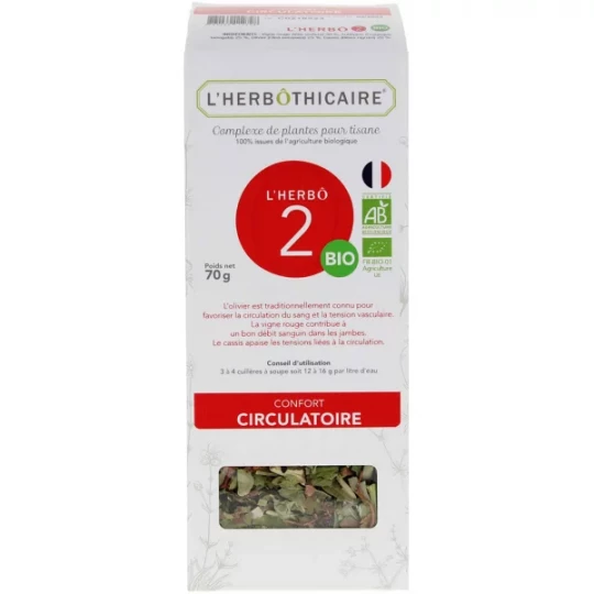 L'Herbôthicaire l'Herbô 2 Confort Circulatoire Complexe de Plantes pour Tisane Bio 70 g
