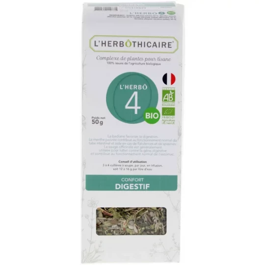 L'Herbôthicaire l'Herbô 4 Confort Digestif Complexe de Plantes pour Tisane Bio 50 g