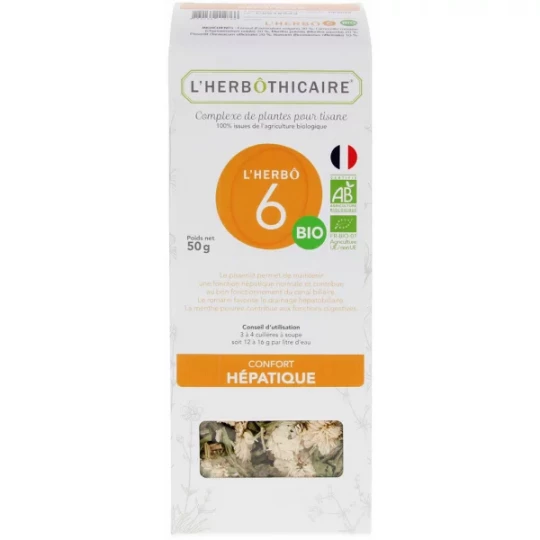 L'Herbôthicaire l'Herbô 6 Confort Hépatique Complexe de Plantes pour Tisane Bio 50 g