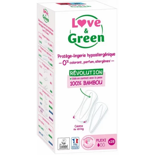 Love & Green Protège-Lingerie Hypoallergénique Flexi Protège-Lingerie x 28