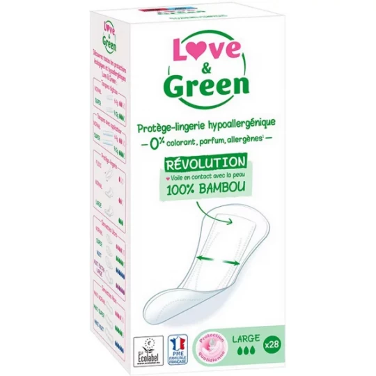 Love & Green Protège-Lingerie Hypoallergénique Large Protège-Lingerie x 28